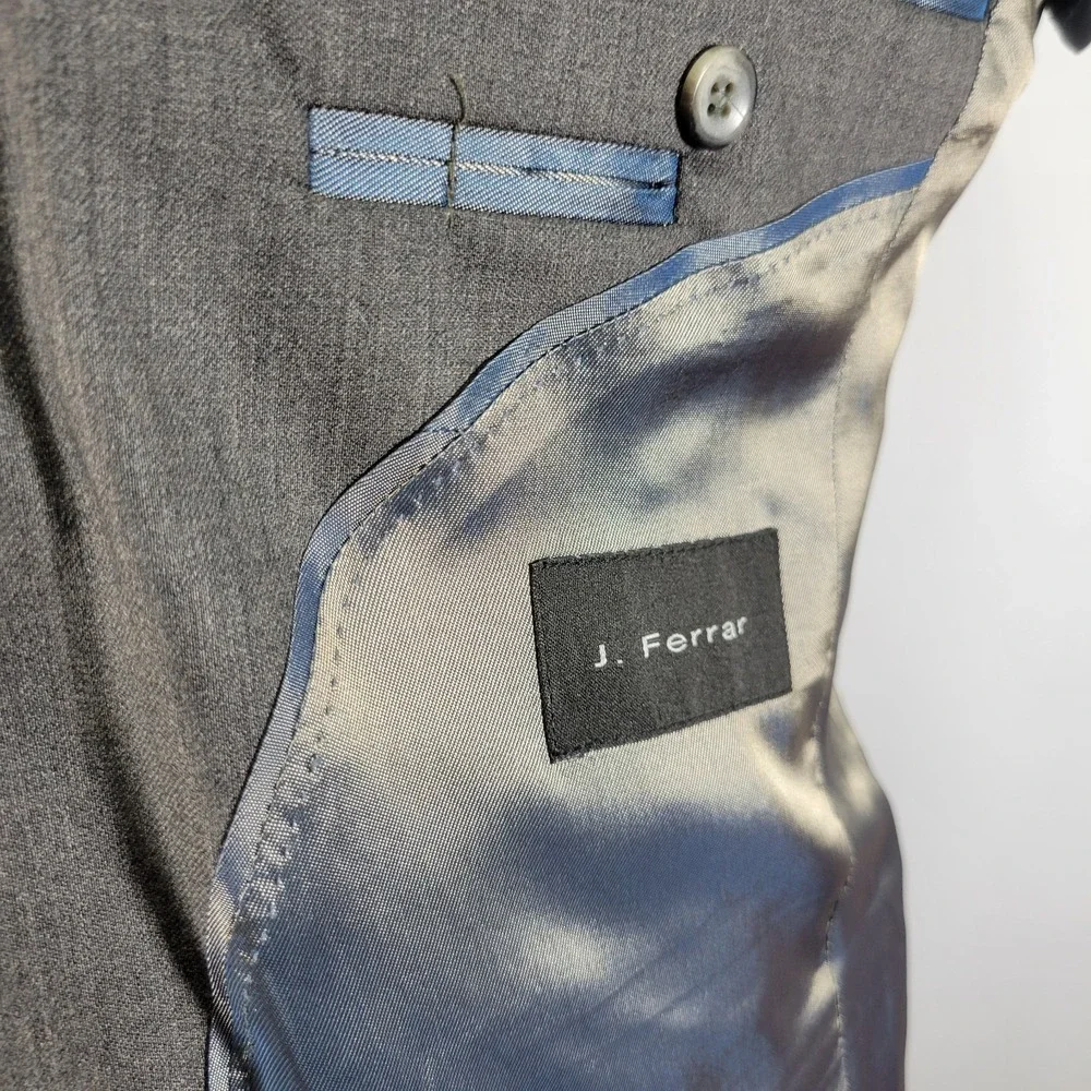 J.F Ferrar Men's Sport Coat Blazer‎ Two Button Heather Gray Wool Size 44L